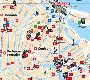 Map Itinéraire de la visite historique d'Amsterdam